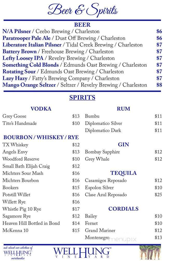 Well Hung Vineyard - Charleston, SC menu_pic