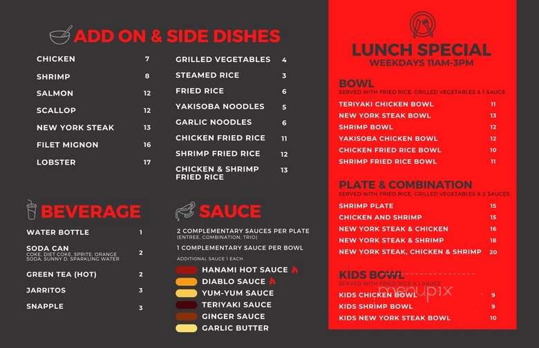 Hanami Teppanyaki Grill - Norwalk, CA menu_pic