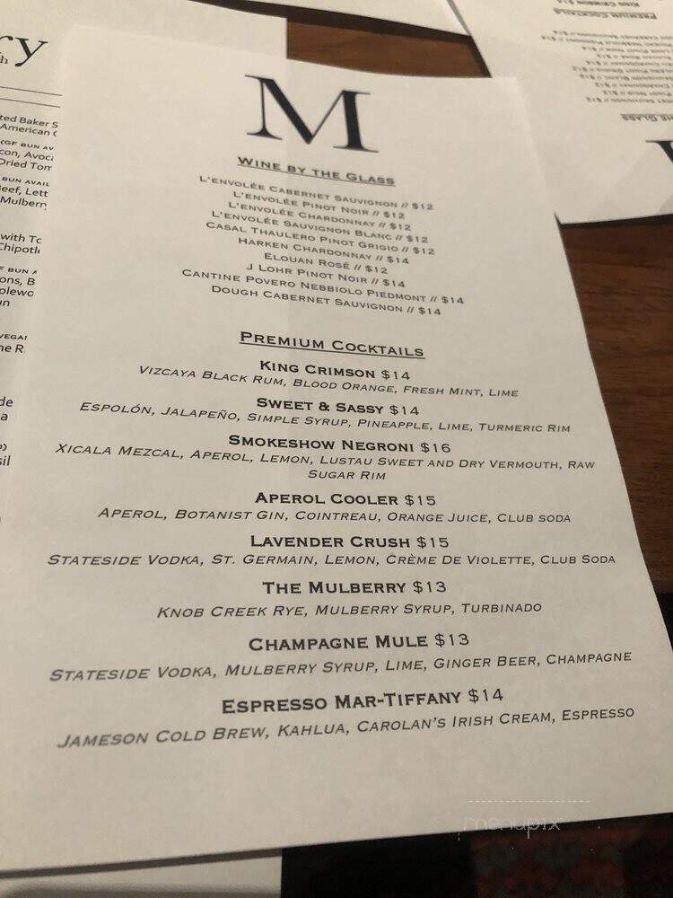 The Mulberry - Philadelphia, PA menu_pic