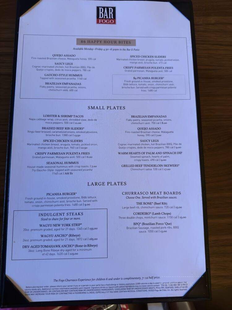 Fogo de Chao Brazilian Steakhouse - Pasadena, CA menu_pic