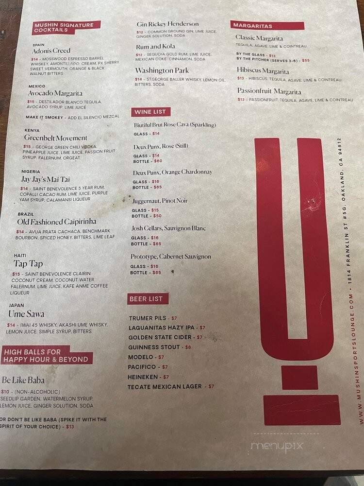 Mushin Sports Lounge - Oakland, CA menu_pic