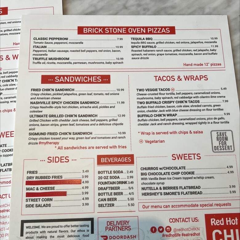 Red Hot Chik'n - Plano, TX menu_pic