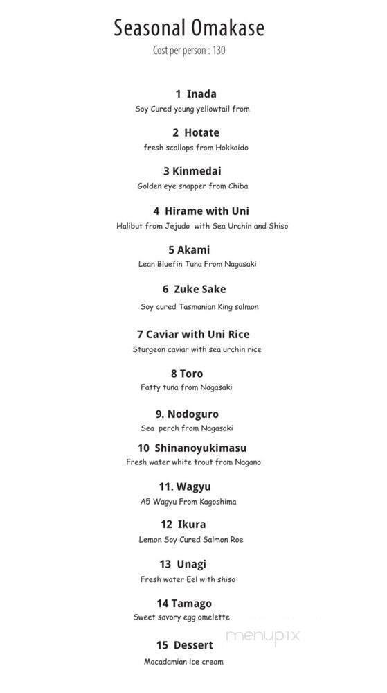 Omakase By Aung - Honolulu, HI menu_pic