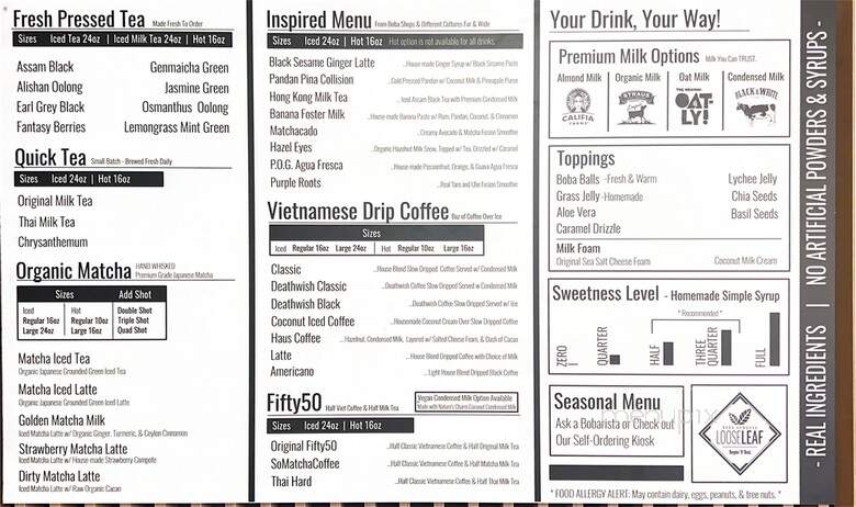 Loose Leaf Boba Co - Los Angeles, CA menu_pic
