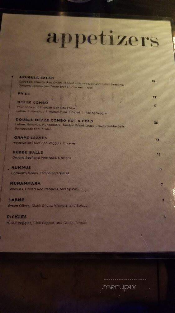 Vale lounge - Los Angeles, CA menu_pic