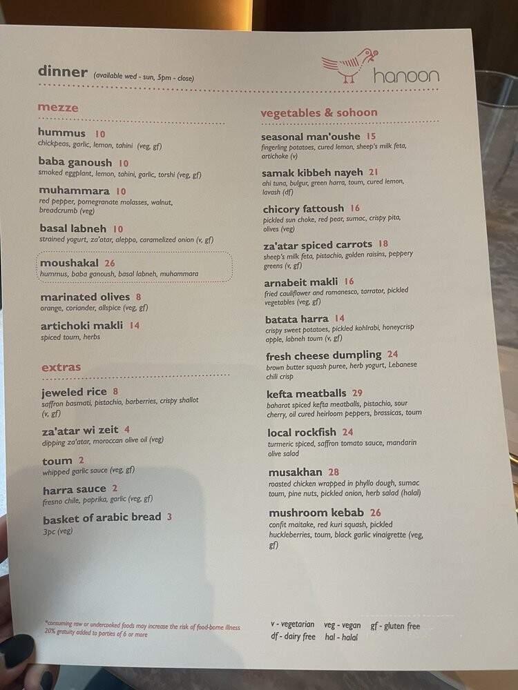 Hanoon - Kirkland, WA menu_pic