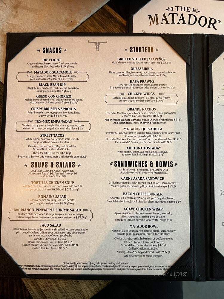 Matador - Portland, OR menu_pic