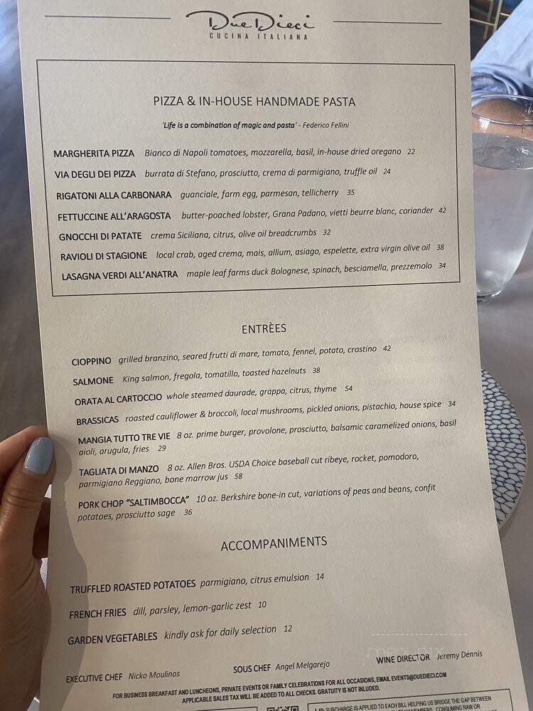 Due Dieci - Los Gatos, CA menu_pic