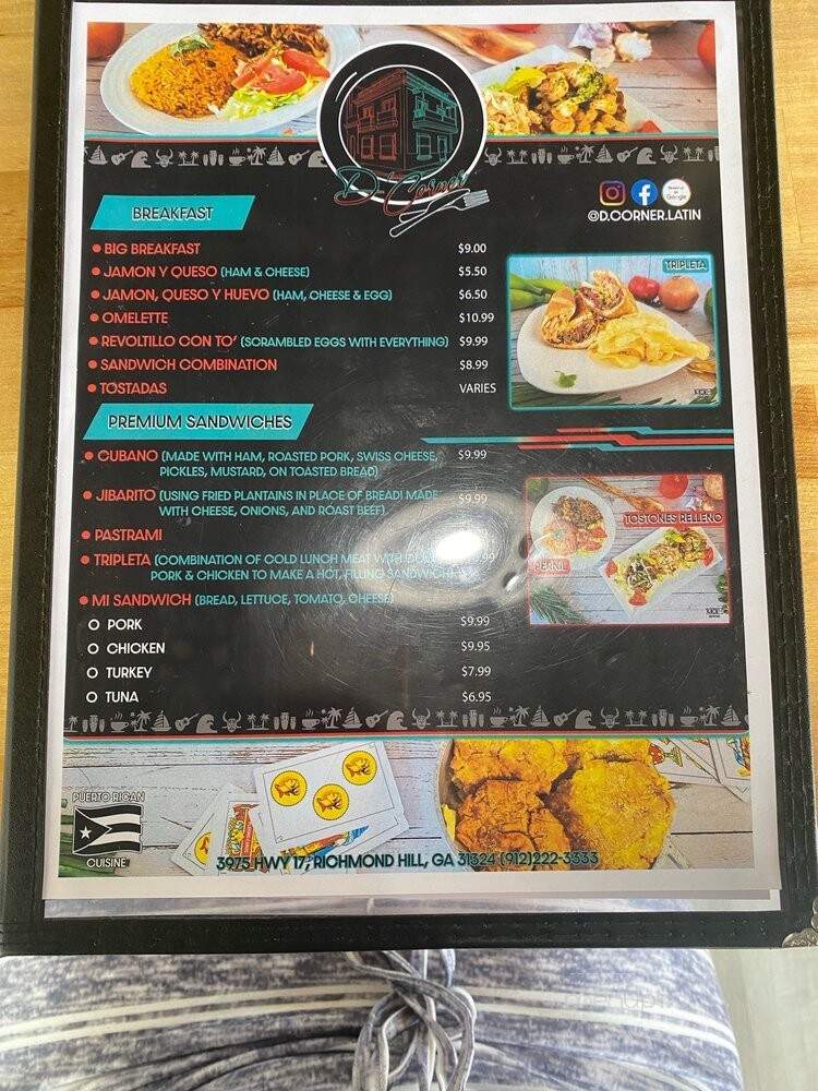 D'Corner Latin American Specialties - Richmond Hill, GA menu_pic