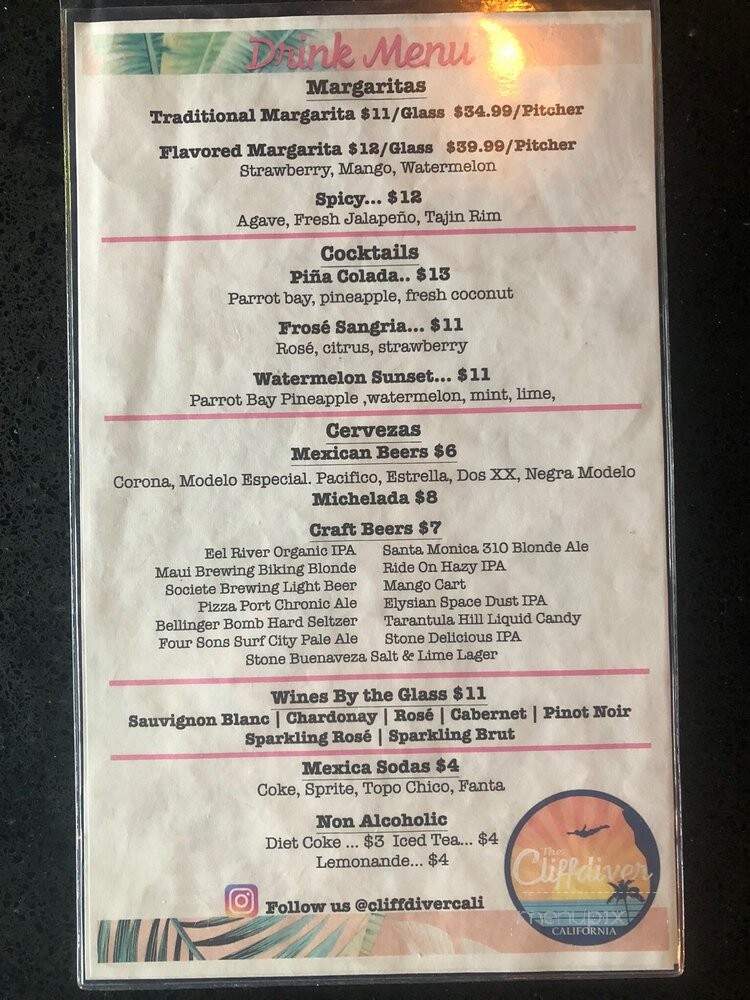 The cliffdiver - Huntington Beach, CA menu_pic