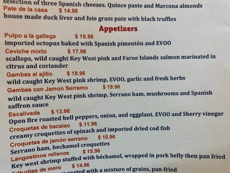 Vizcaya SoHo - Tampa, FL menu_pic