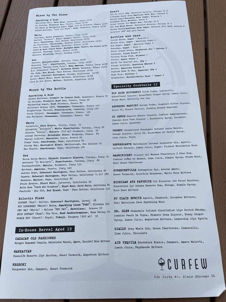 Curfew Chicago - Chicago, IL menu_pic