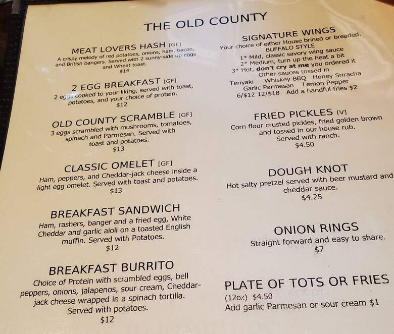 The Old County - Seattle, WA menu_pic