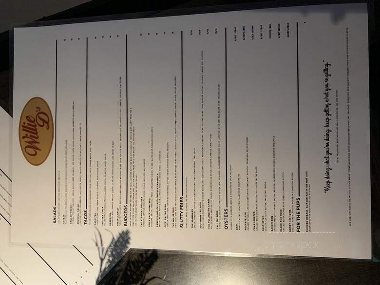 Willie D's - Dallas, TX menu_pic