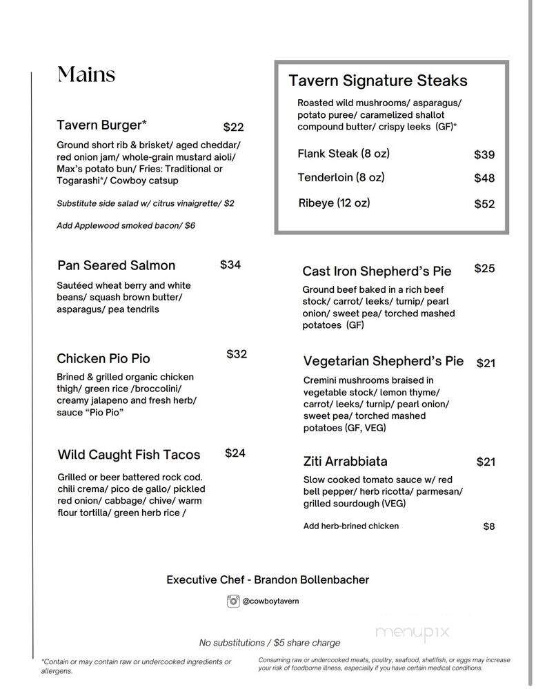 Cowboy Tavern - Oakhurst, CA menu_pic