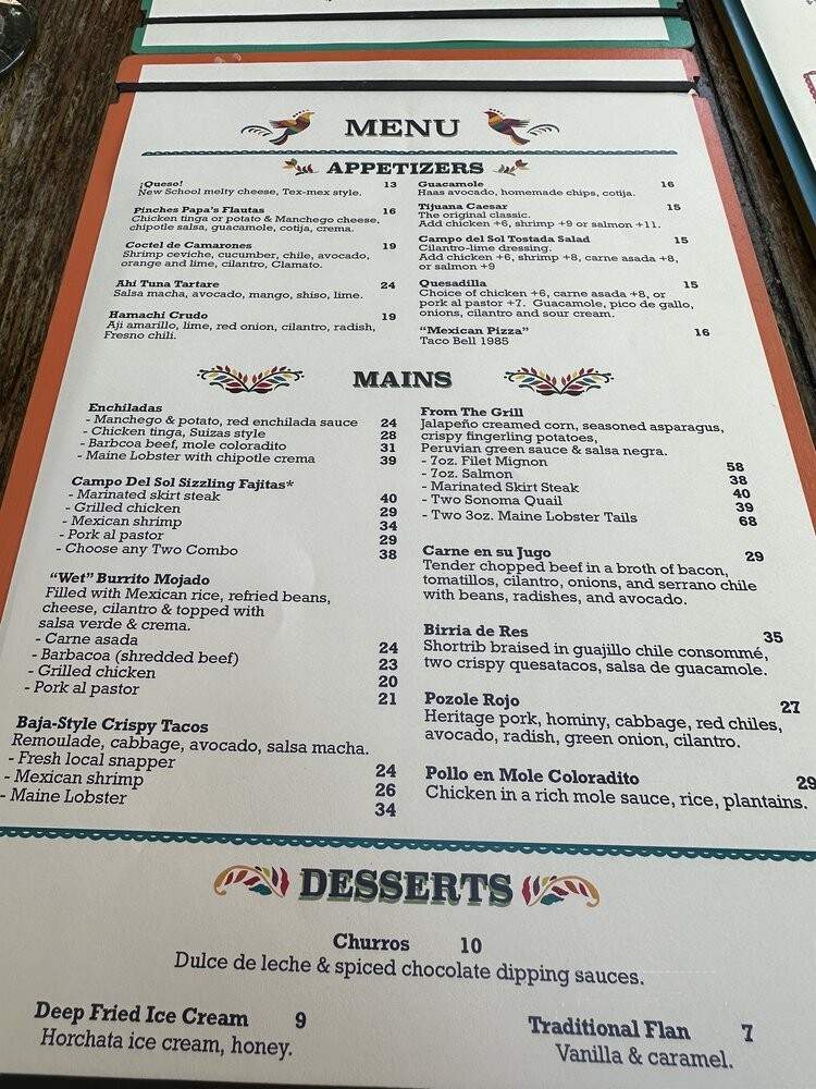 Campo Del Sol Cantina - Solvang, CA menu_pic