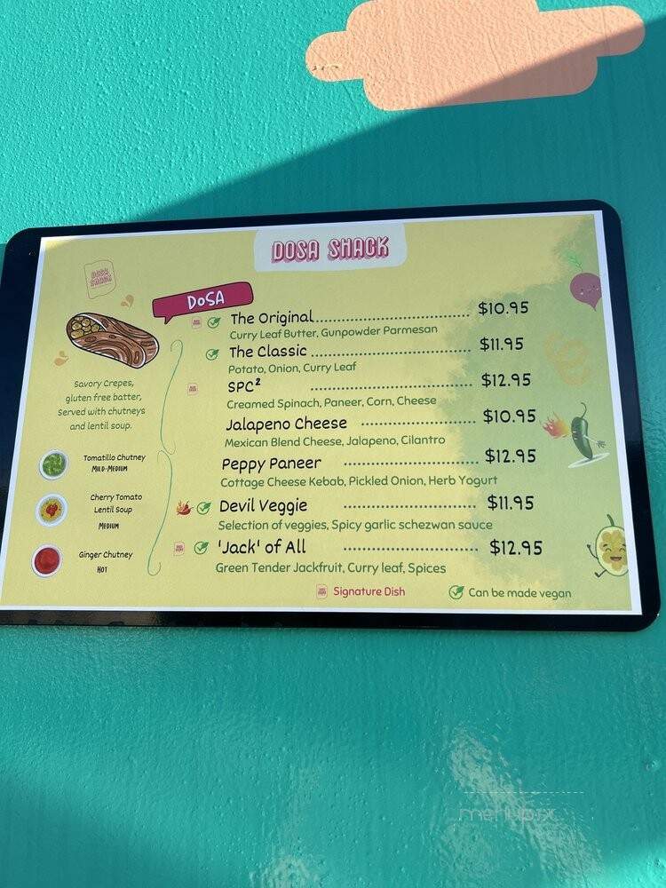 Dosa Shack - Austin, TX menu_pic