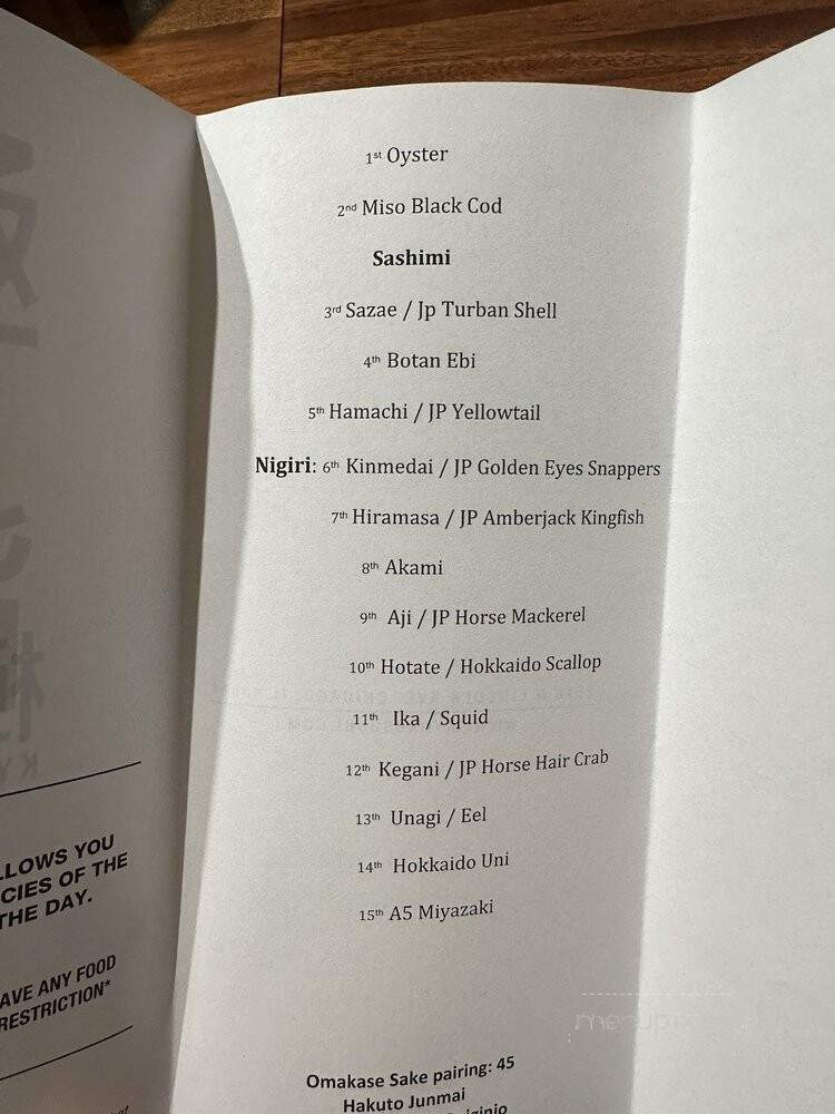 Kyoku Sushi - Chicago, IL menu_pic