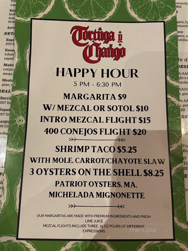 Tortuga y Chango - Decatur, GA menu_pic