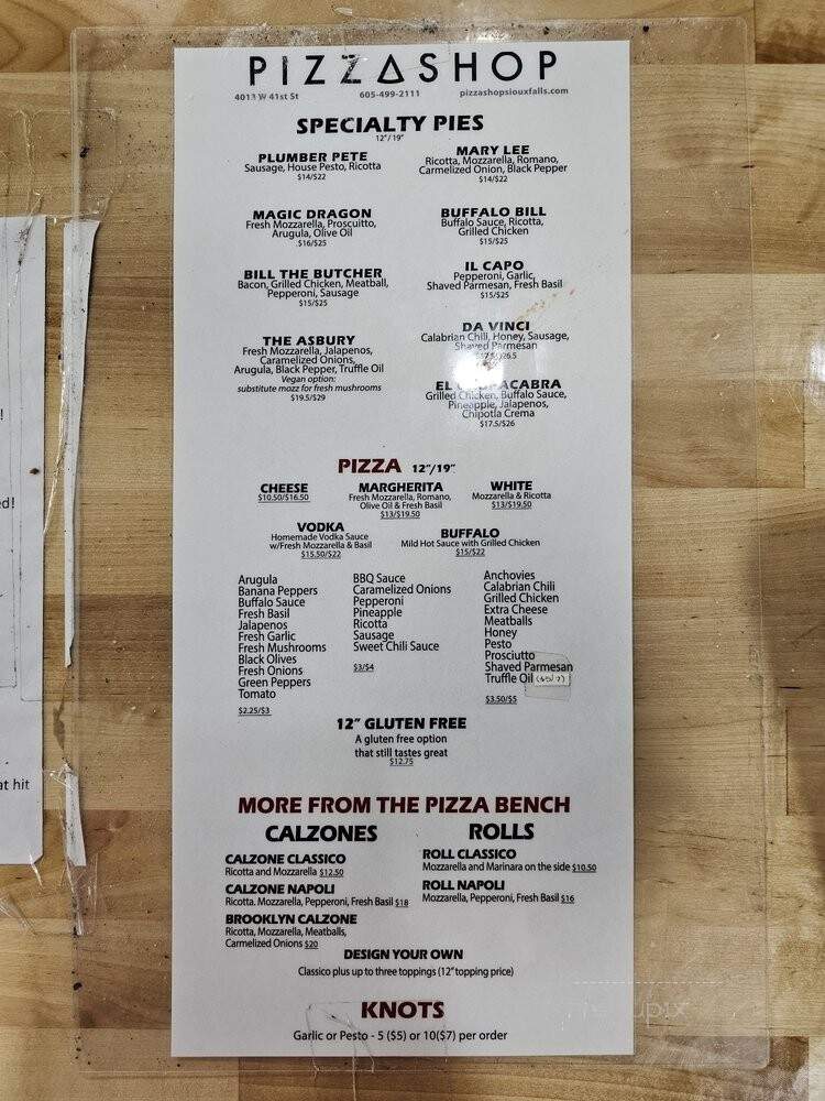 Pizza Shop - Sioux Falls, SD menu_pic