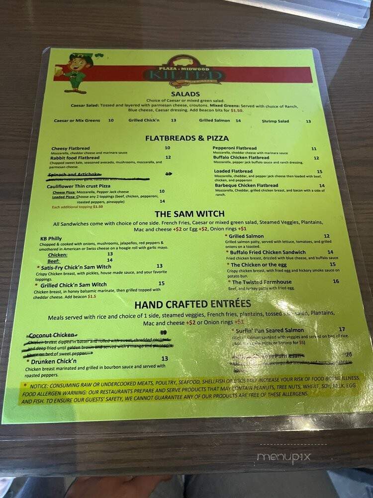 Kilted Buffalo - Charlotte, NC menu_pic