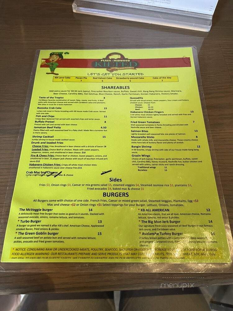 Kilted Buffalo - Charlotte, NC menu_pic