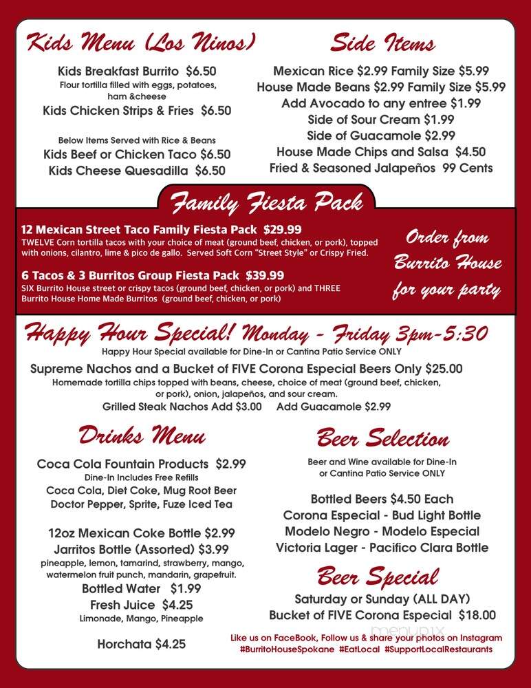 Burrito House Spokane - Spokane, WA menu_pic