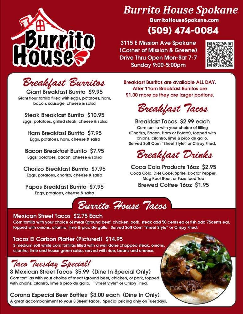 Burrito House Spokane - Spokane, WA menu_pic