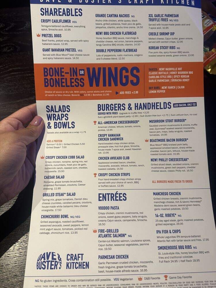 Dave & Buster's - Long Beach, CA menu_pic