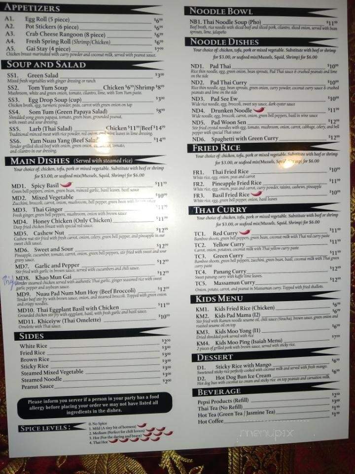 Honey's Thai Kitchen - Fremont, NE menu_pic
