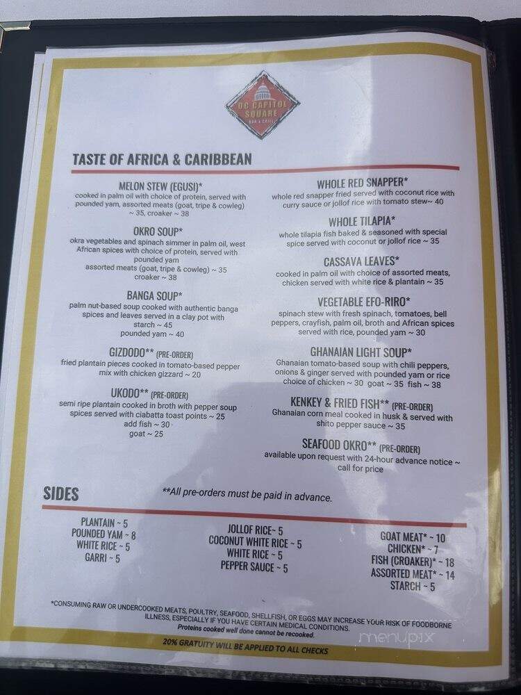 DC Capitol Square Bar & Grill - Washington, DC menu_pic
