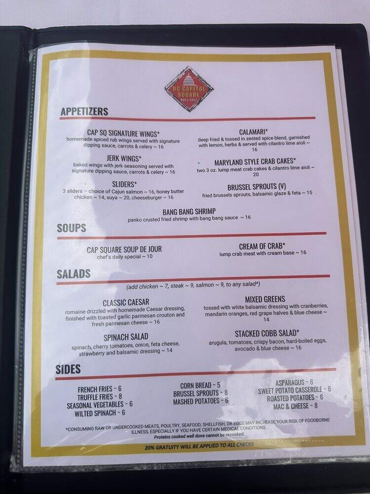 DC Capitol Square Bar & Grill - Washington, DC menu_pic
