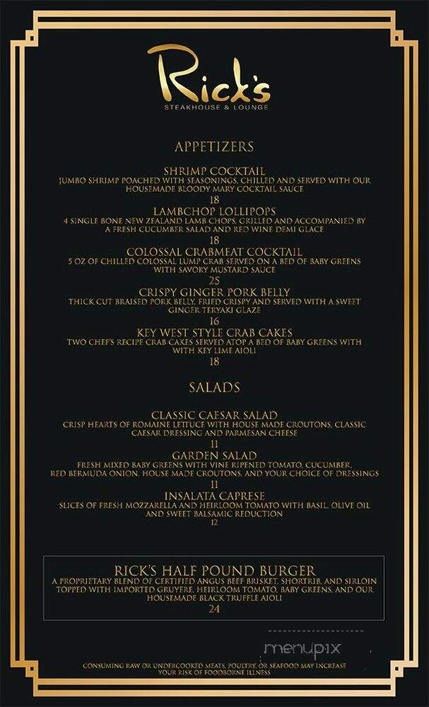 Rick's Steakhouse & Lounge - Hallandale Beach, FL menu_pic