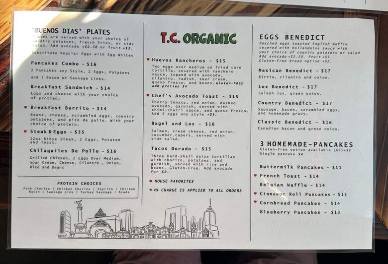 T.C. Organic - Playa del Rey, CA menu_pic