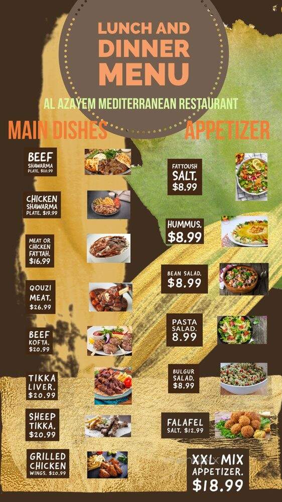 Al Azayem - Seattle, WA menu_pic