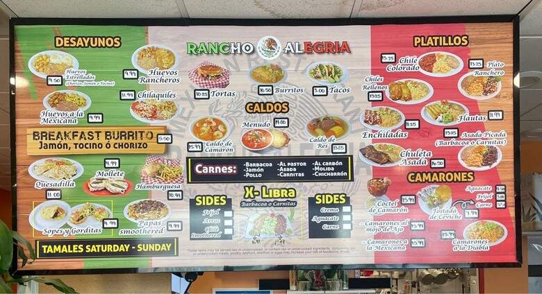 Rancho Alegria - Denver, CO menu_pic