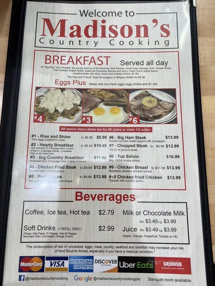Madison's Country Cooking - Oklahoma City, OK menu_pic