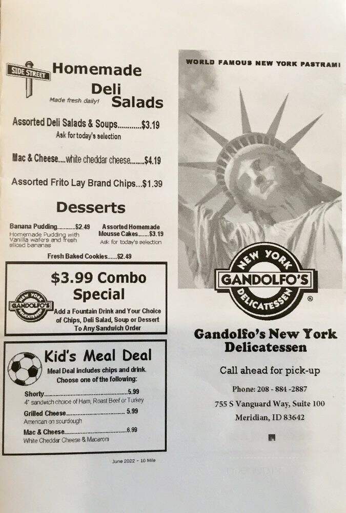 Gandolfo's Deli - Meridian, ID menu_pic