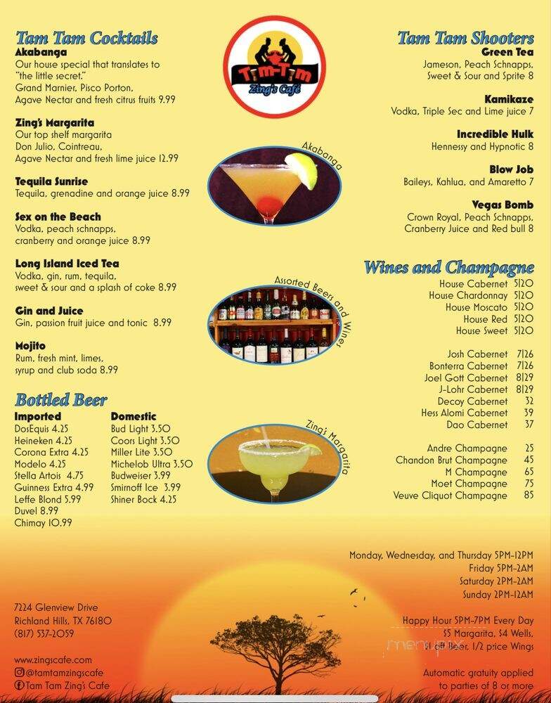 Tam Tam Zing's Cafe - Richland Hills, TX menu_pic