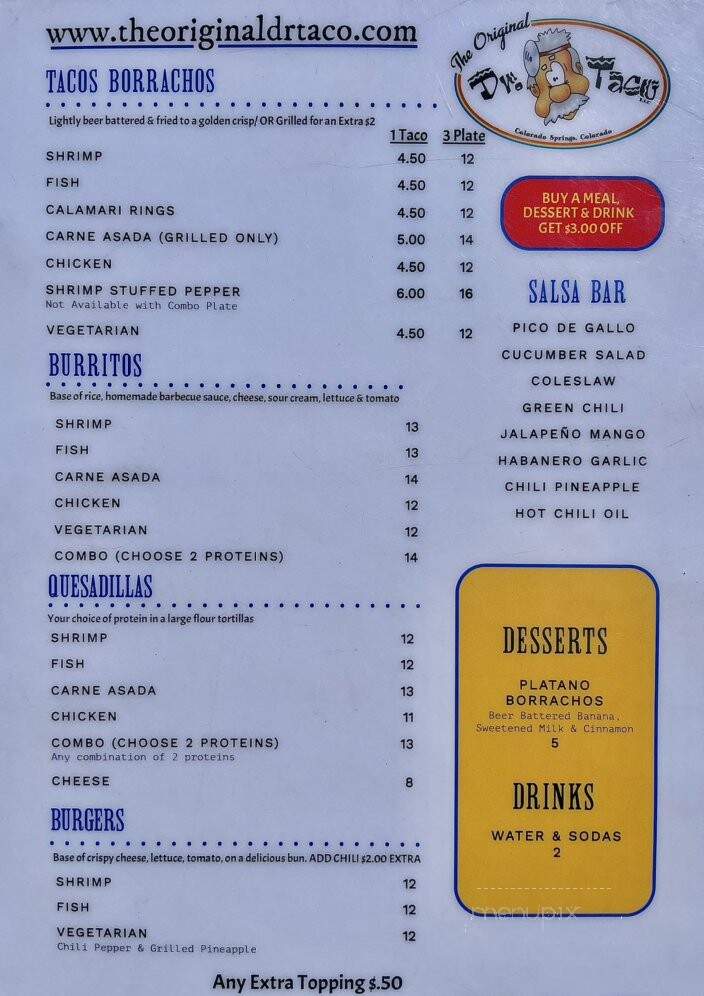 Dr Taco - Colorado Springs, CO menu_pic