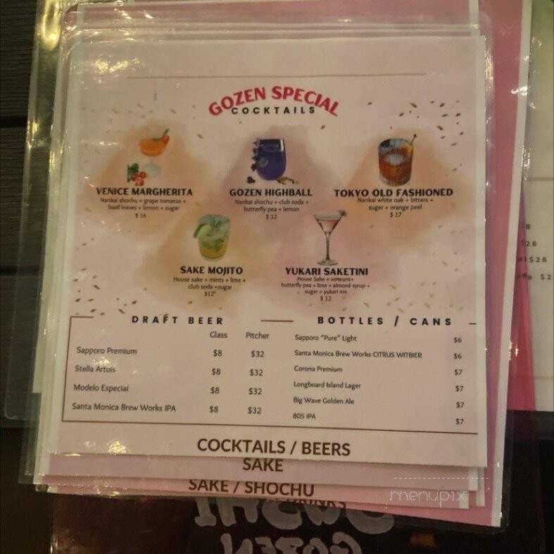 Sushi Gozen - Santa Monica, CA menu_pic