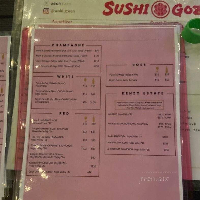 Sushi Gozen - Santa Monica, CA menu_pic