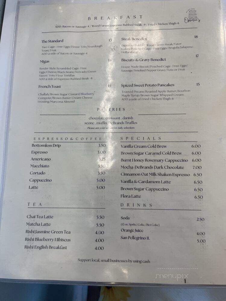 Ophelia's - Fort Wayne, IN menu_pic