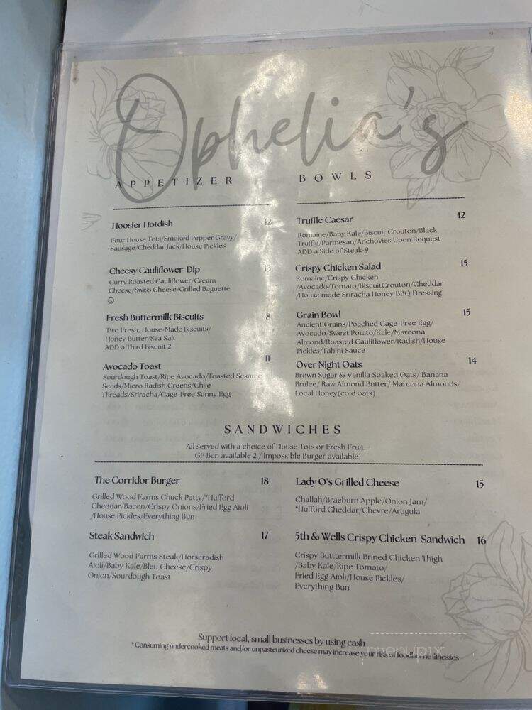 Ophelia's - Fort Wayne, IN menu_pic