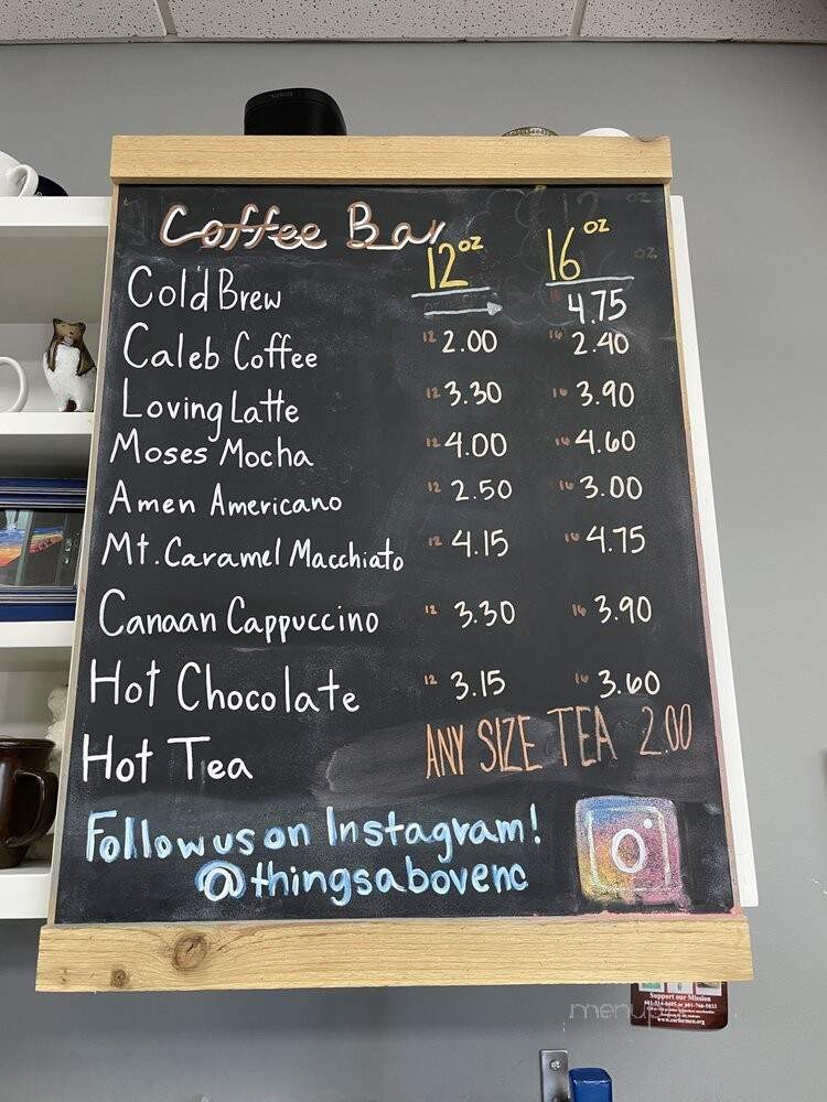 Things Above - Graham, NC menu_pic