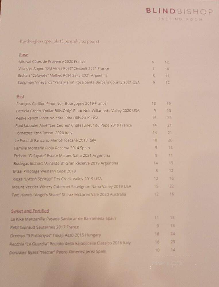 Blind Bishop - Dallas, TX menu_pic