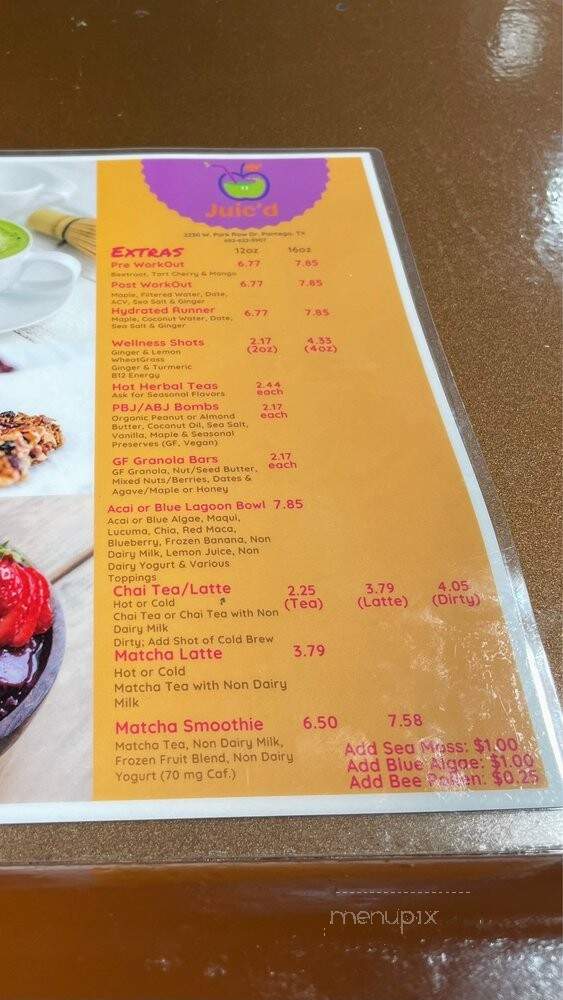 Juic'd - Pantego, TX menu_pic