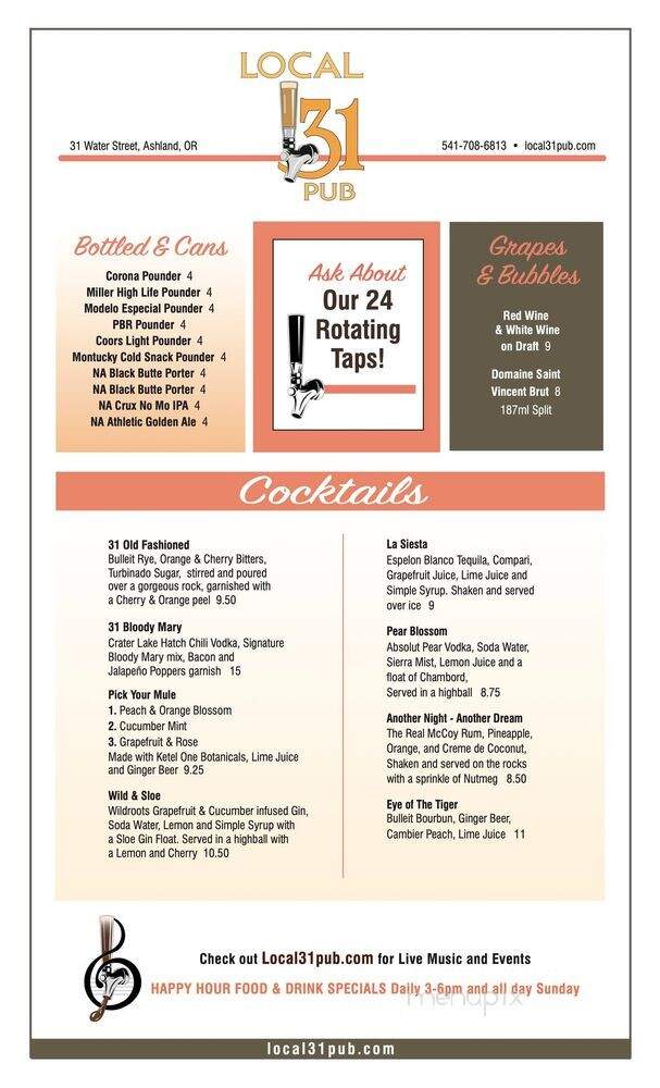 Local 31 Pub - Ashland, OR menu_pic