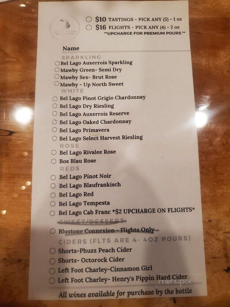 Up North Wine Tasting Room - Geneva, IL menu_pic