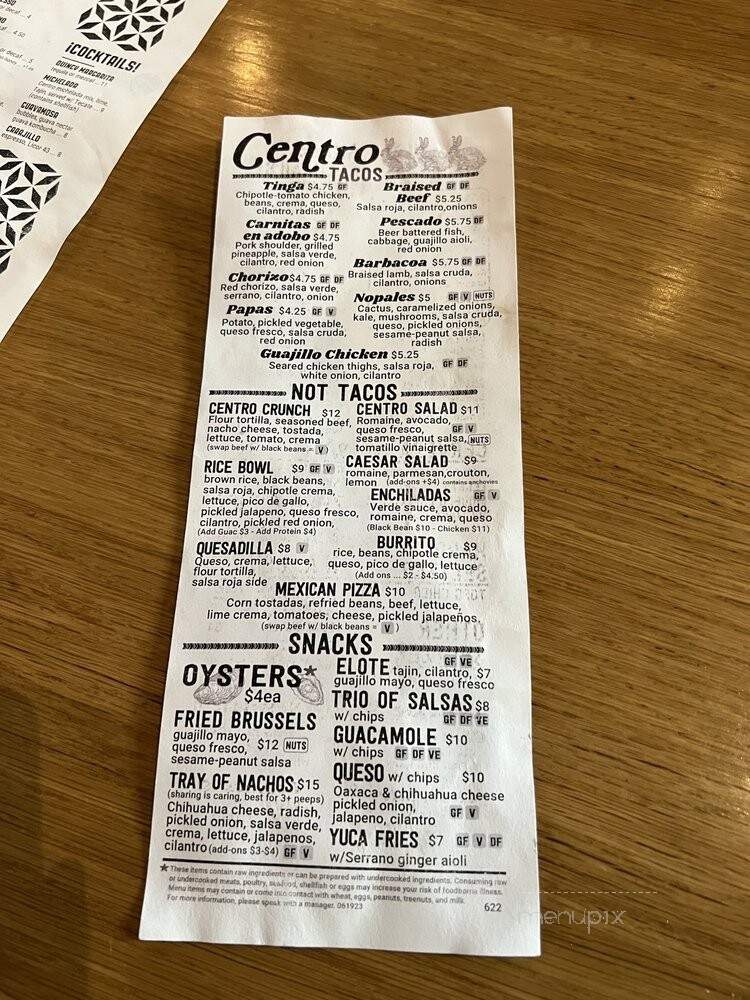 Centro - Minneapolis, MN menu_pic